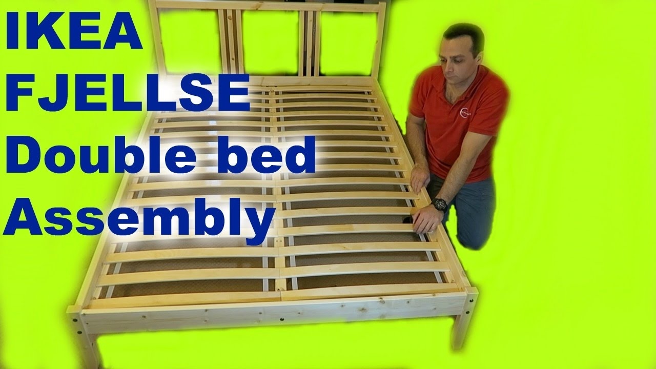 IKEA  FJELLSE  Double Bed Frame  Assembly with  LUR&Ouml;Y slatted bed base.