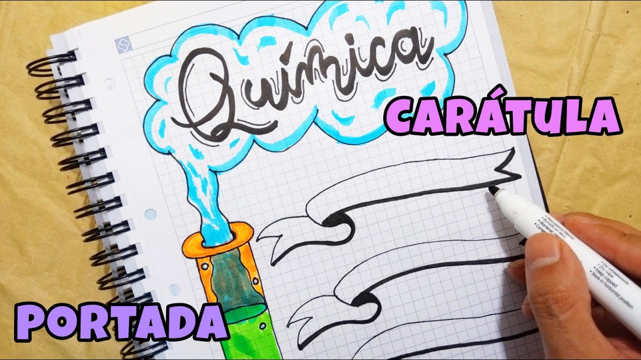 ⚗️ Portada - Carátula para Cuaderno de QUÍMICA | Con Dibujos de Ciencia