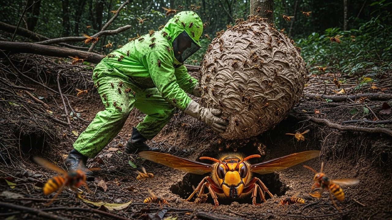 Hornet Removal A huge, powerful colony of golden-ringed hornets was discovered in the mountains!