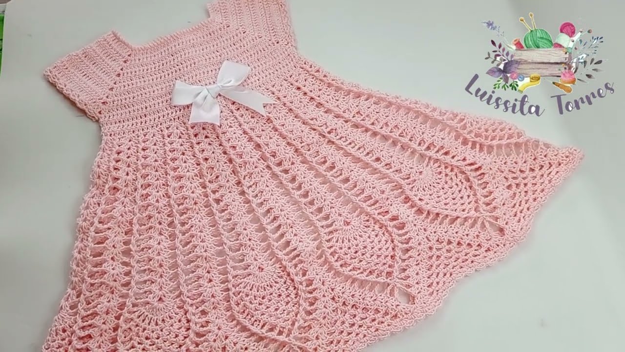 ELEGANTE PATRÓN DE GANCHILLO VESTIDO DE NIÑA PASO A PASO FÁCIL Y RAPIDO DE HACER  TEJIDO FÁCIL