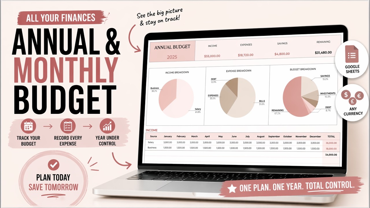 Annual & Monthly Budget Planner Tutorial | Google Sheets Step-by-Step