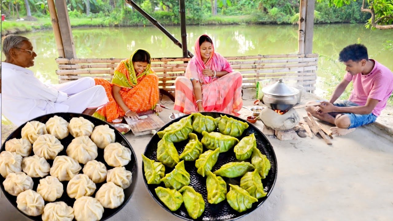 ধনিয়া মোমো আর গন্ধরাজ মোমো দুই ধরনের ফ্লেভারের মোমো রেসিপি || steamed momo recipe