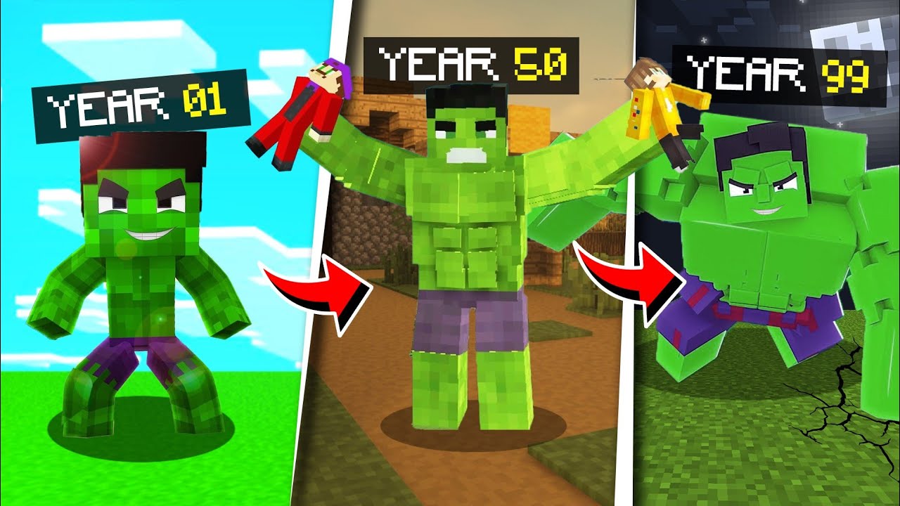 Surviving 99 Years As Hulk In Minecraft...