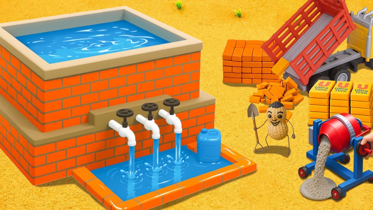 DIY Mini Brick Water Tank with Multiple Taps & Flow System | Mini Construction Project