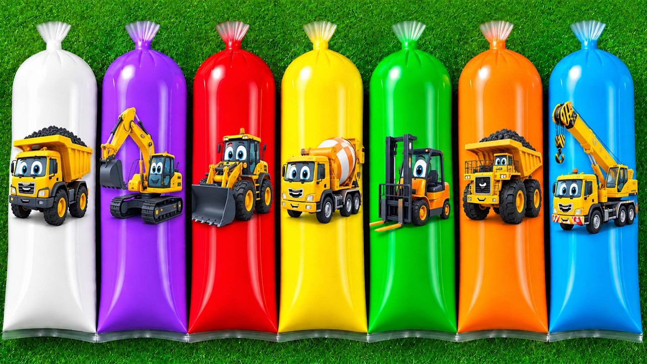 Menemukan Mainan Mobil Kontruksi, Excavator, Tractor, Buldozer, Forklift, Silinder, Crain,Truk Molen