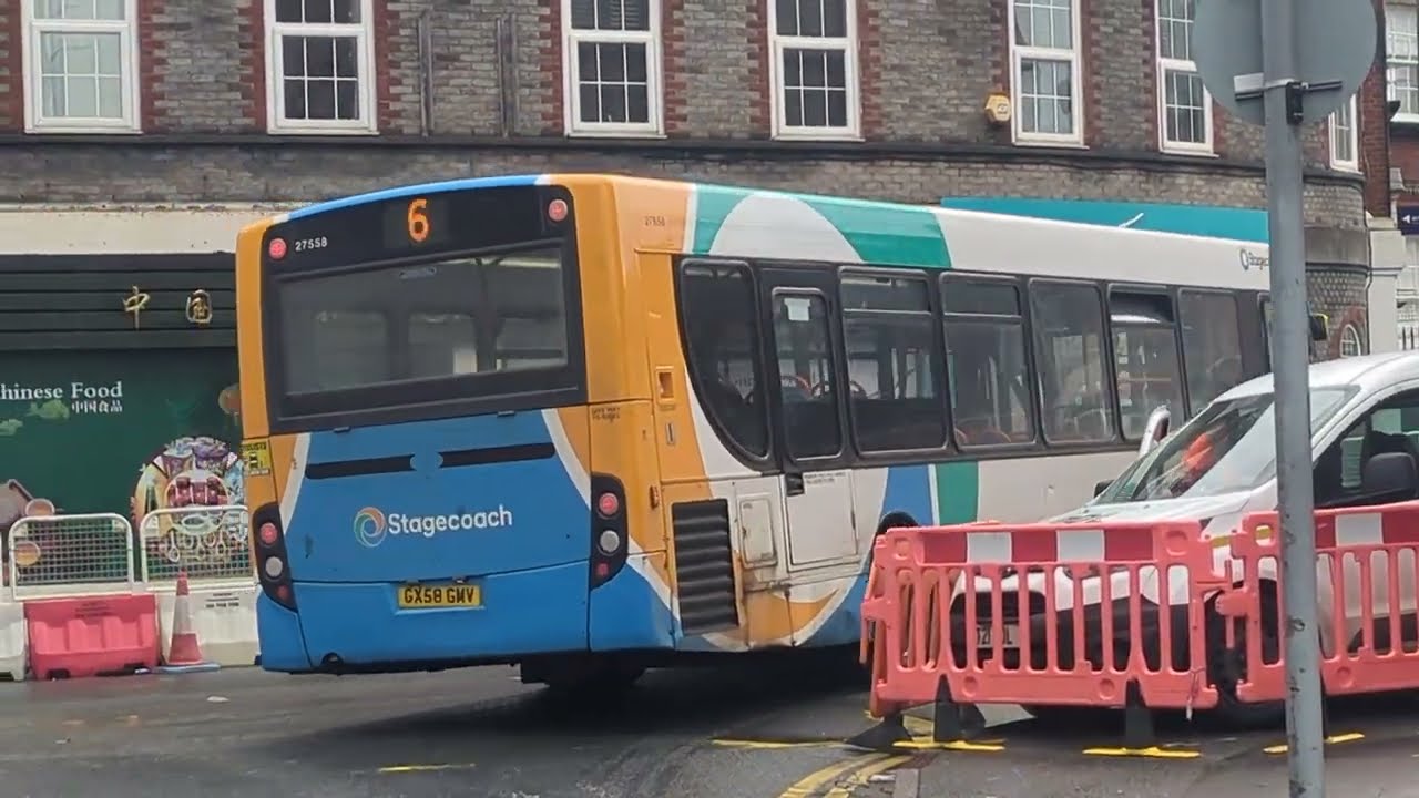 Here is the New livery Stagecoach bus 27558 on the number 6 in Guildford Friday 6 February 2026