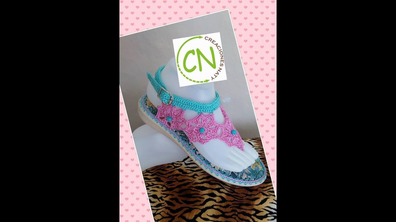 sandalia flores en crochet