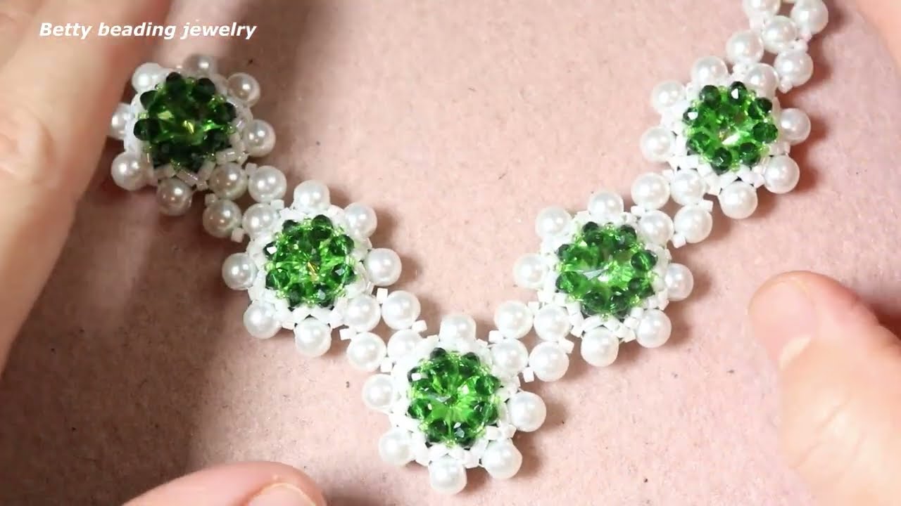 Beaded motief with oval Crystal elegant and easy to make for beginners,DIY tutorial