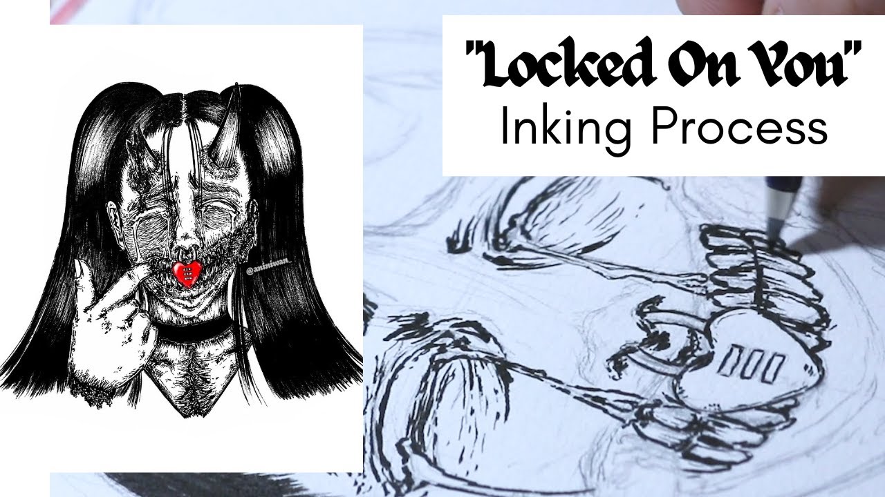 [INK WITH ME] LOCKED ON YOU | horror art ink drawing process
