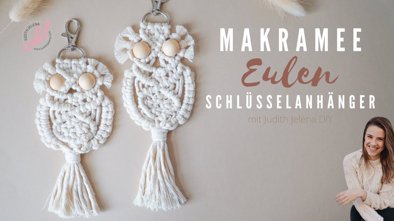 Makramee Eule Schlüsselanhänger DIY