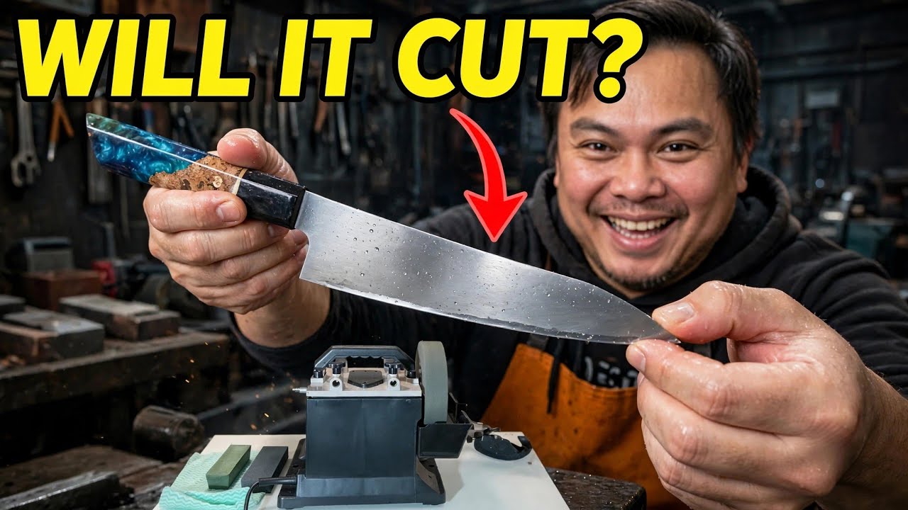 Will it cut? Knife sharpening with a wet stone grinder and honing on a leather strop. Not a Tormek