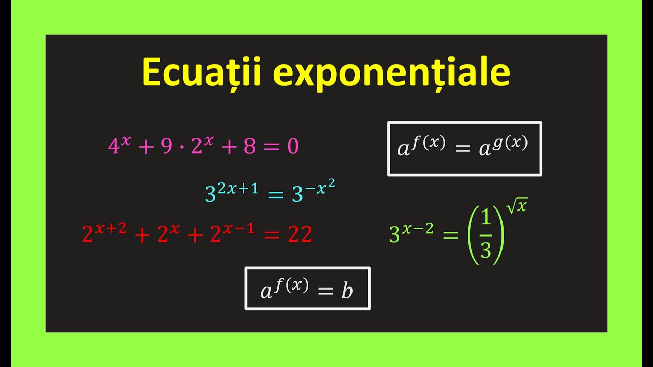 Ecuatii exponentiale bac logaritmice cu baze diferite exercitii clasa 10 (Invata Matematica Usor)