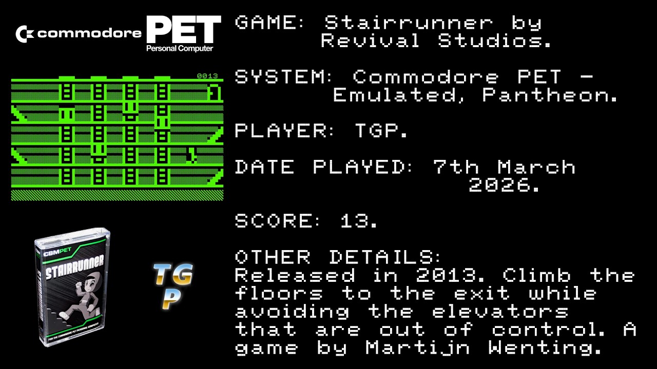 Stairrunner - Revival Studios - Commodore PET (Emulated, VICE) - 13 points.