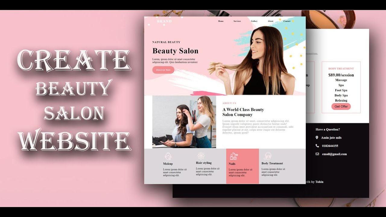 How to create  Beauty salon website using HTML and CSS | Home Page  | Part-One