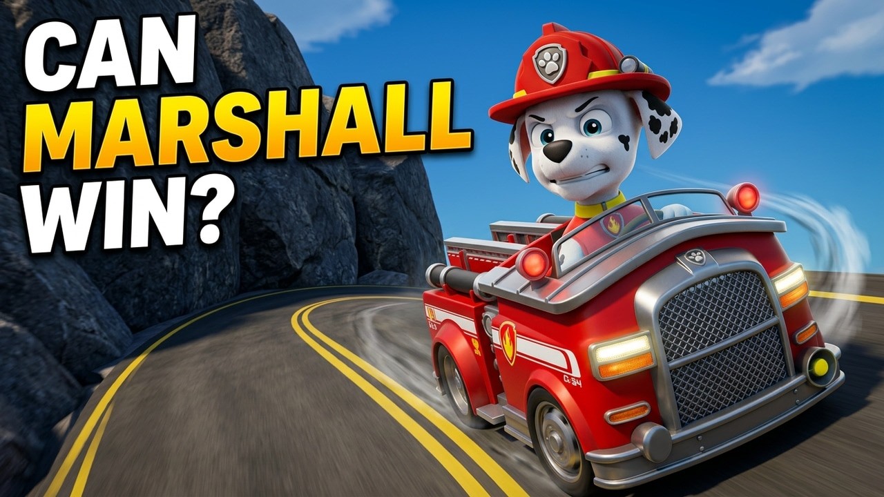 Marshall's Firetruck Racing Challenge on Hairpin Bends! 🚒🎮