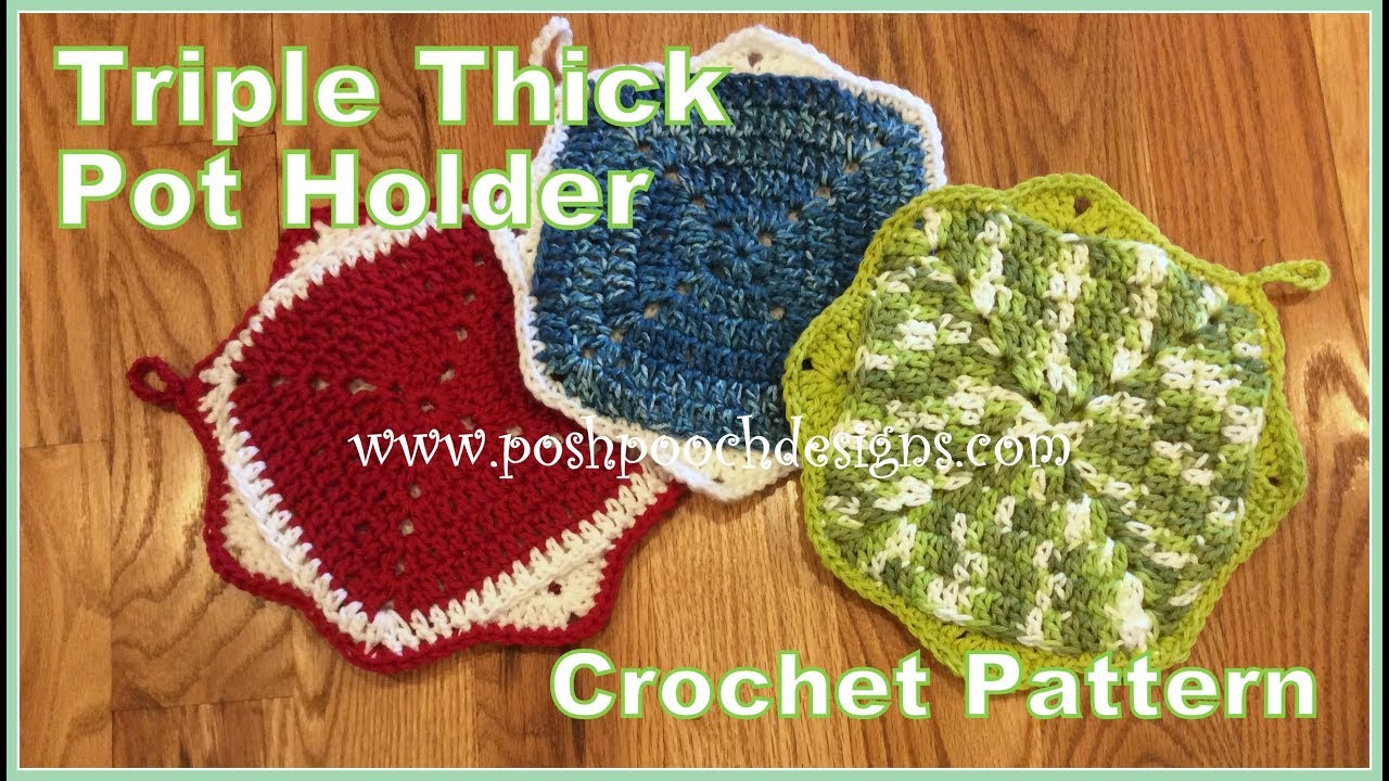 Learn To Crochet The Triple Thick Pot Holder Crochet Pattern #crochet #potholder #hotpad