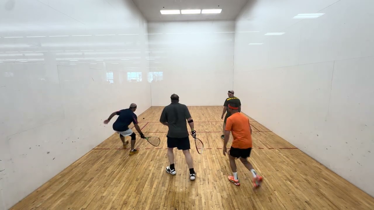 02.21.2026 1/2 short version Amir/Robert vs. Yosvany/Bob doubles racquetball at LAF Austin TX. 