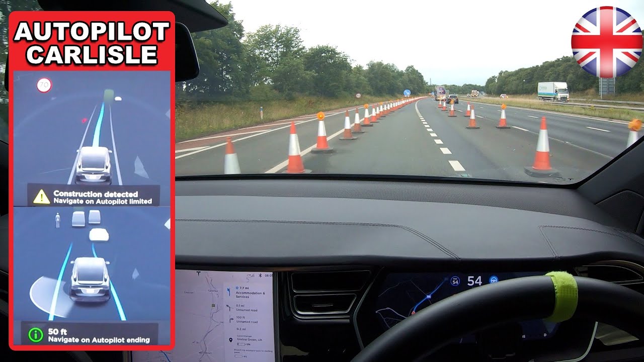 FSD AVOIDING traffic cones WITHOUT confirmation! - Tesla Autopilot in a UK City #14 Carlisle