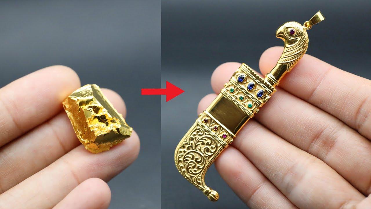 making jewelry for subscriber - how to make a gold dagger pendant