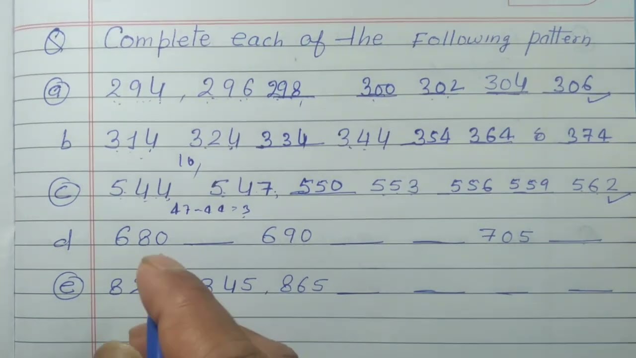 Complete each of the following pattern