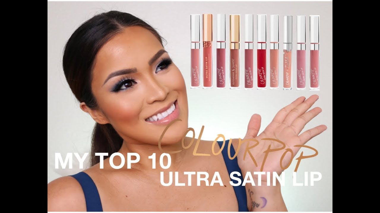 MY TOP 10 COLOURPOP ULTRA SATIN LIP -LIQUID LIPSTICK SWATCHES- (Blue Blood Palette GIveaway!)
