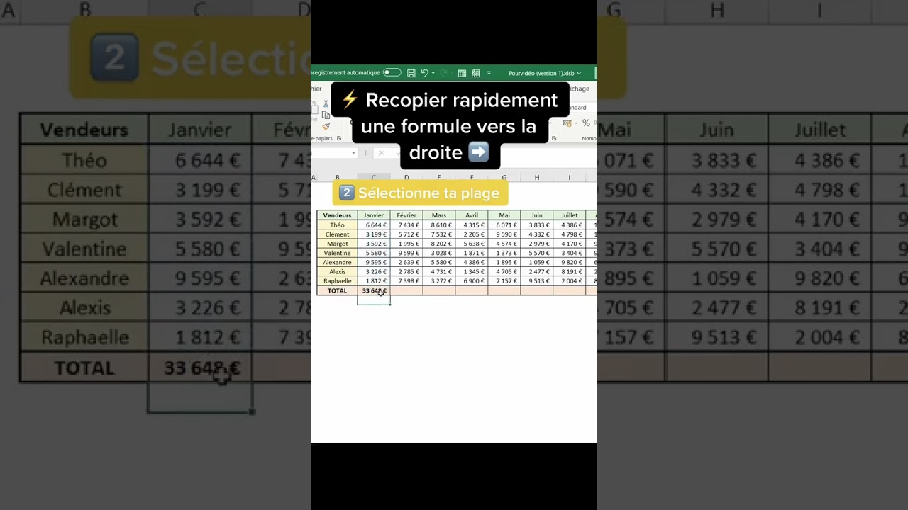 Comment recopier une formule rapidement sur #excel #facile #pourtoi #foryou