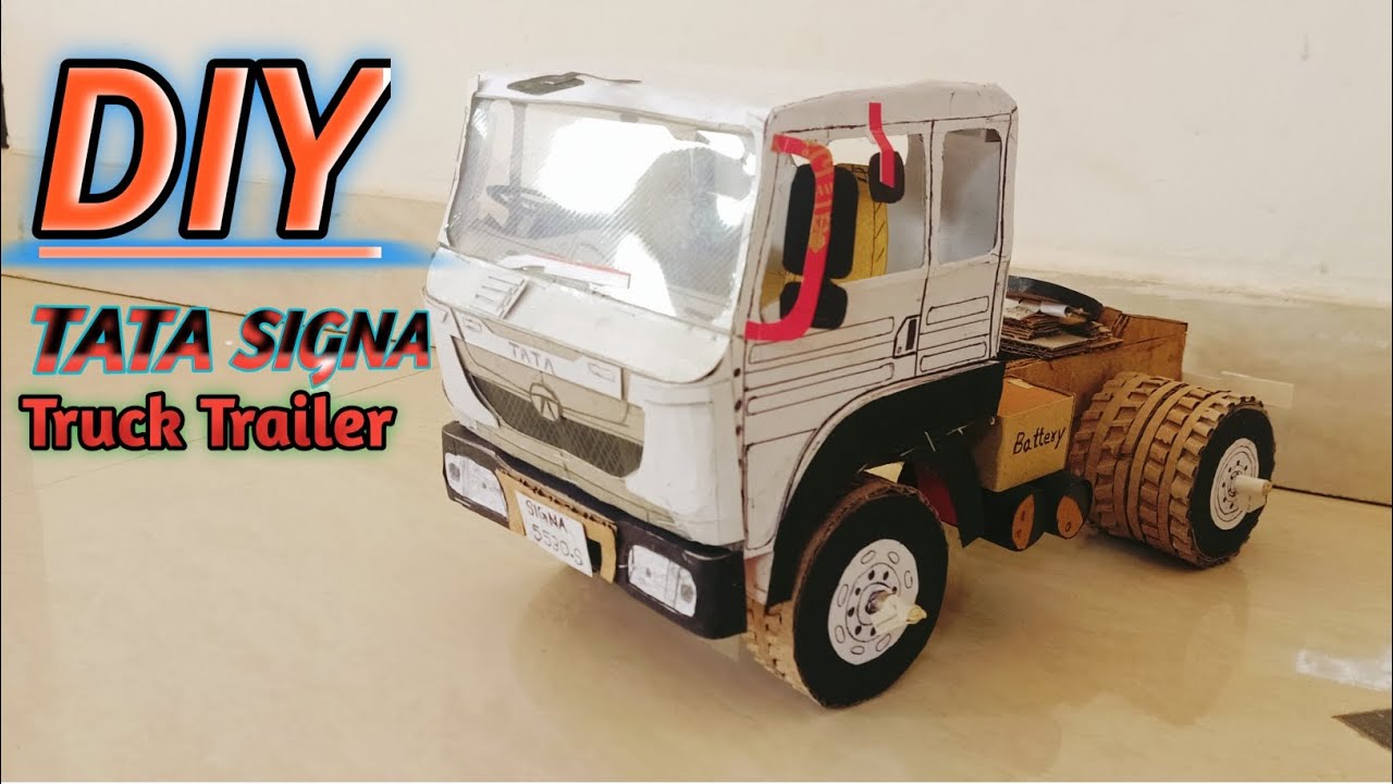 How To Make TATA Signa Truck Trailer With Cardboard||Cardboard TATA Truck Trailer kaise Banaye||