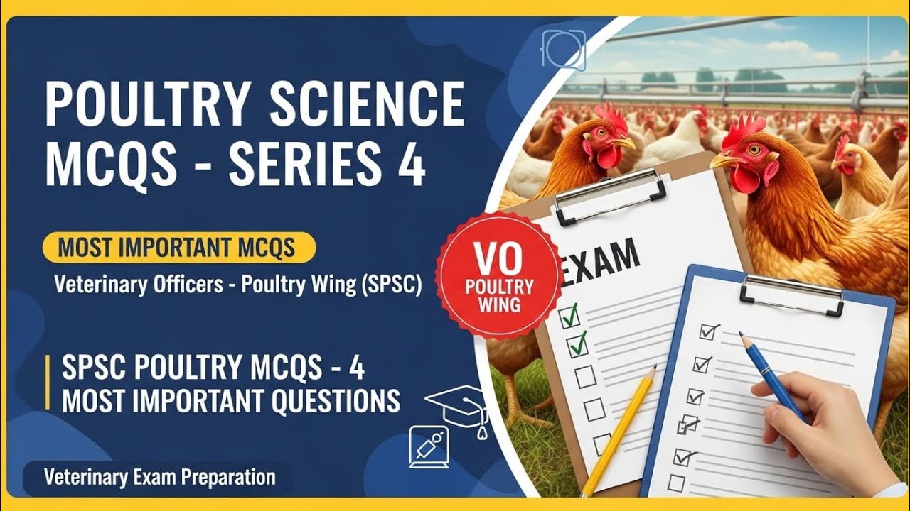 Poultry Science MCQS Lecture Series 4| Hindi-Urdu| Veterinary Officer Poultry Wing SPSC|Poultry MCQS