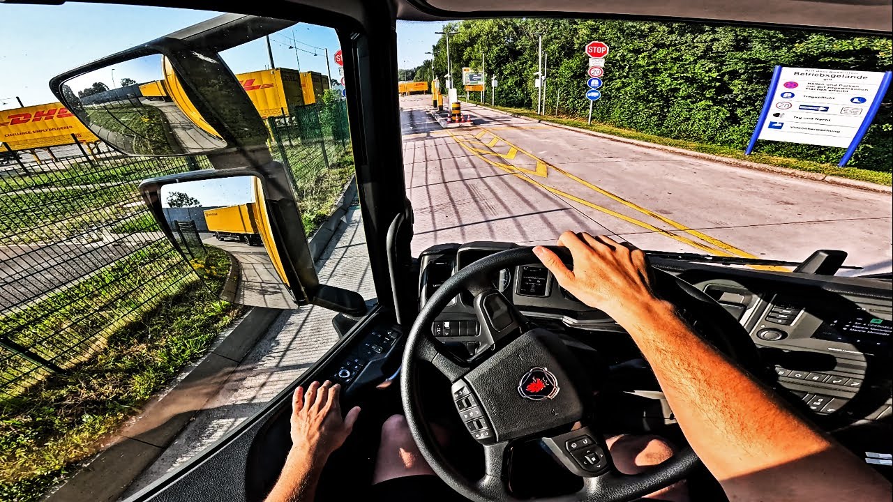 POV ASMR Scania Tandem Power Truck Driving Germany 4K GOPRO #31