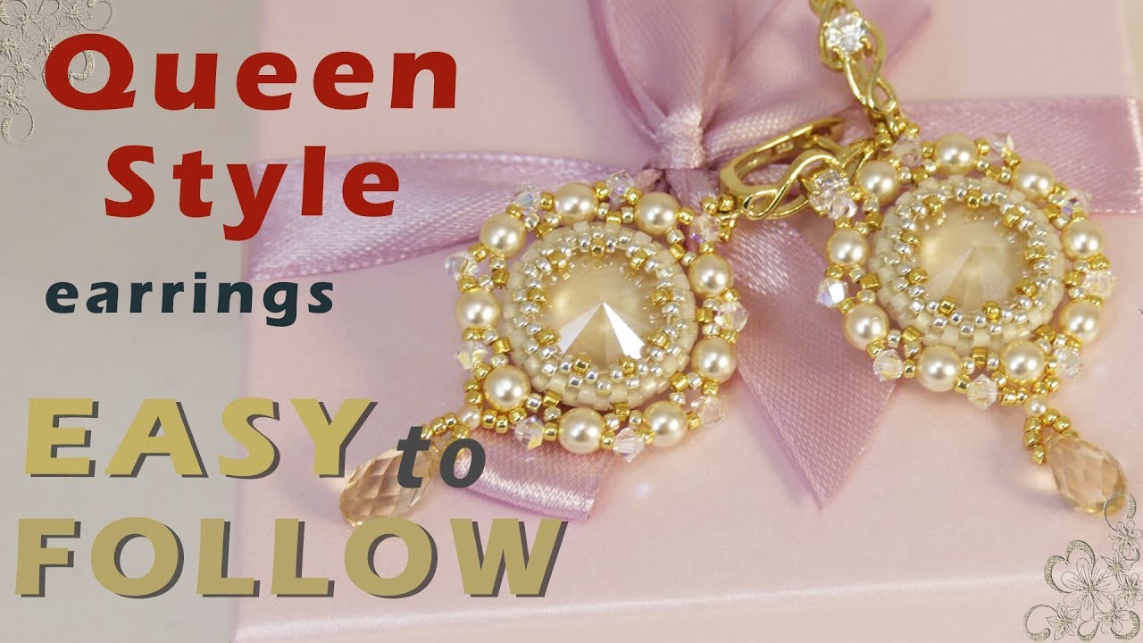 Beading tutorial - handmade earrings with 14 mm rivolis