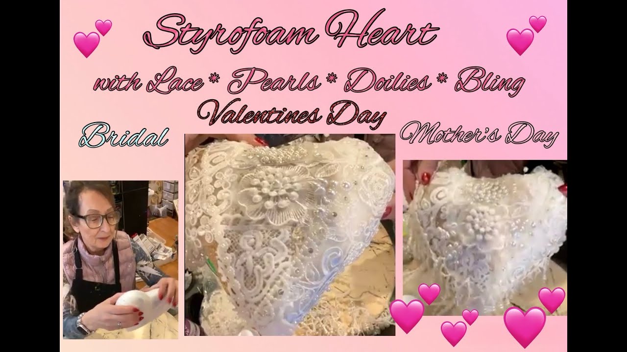 # 483 Dollar Tree Foam Heart Lace Pearls Doilies Valentine Bridal 