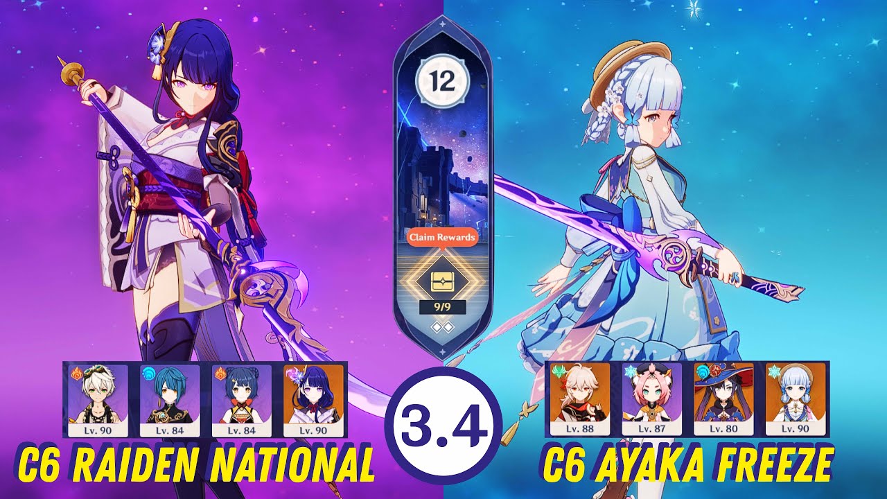 C6 Raiden National & C6 Ayaka Freeze - Spiral Abyss 3.4 Genshin Impact