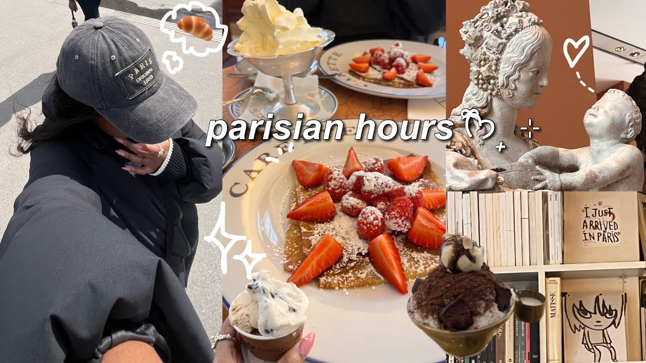 girly hours in paris vlog 𐙚: cute cafes, giggles, museums, good eats etc 🍧🩰💌