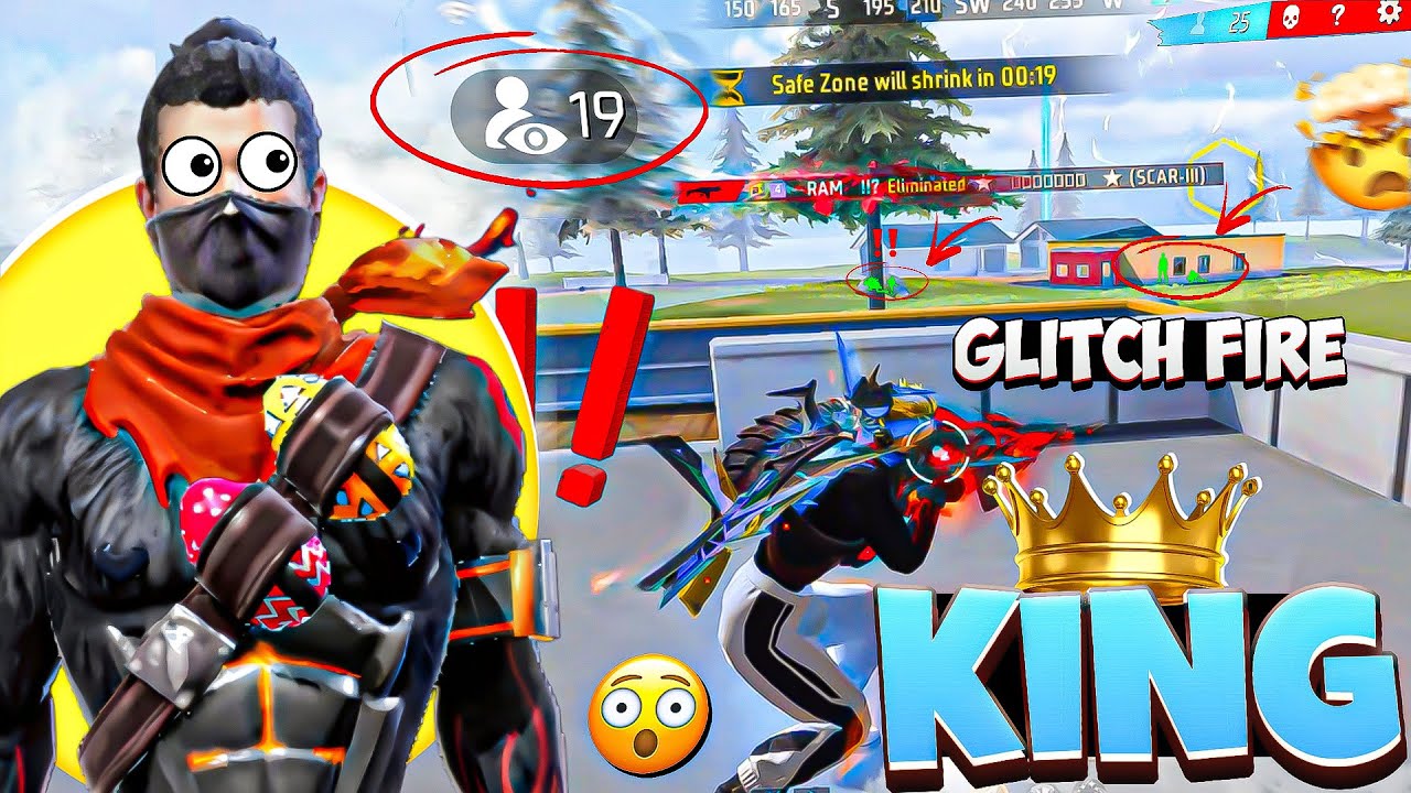 GLITCH FIRE KING 👑 !! ENEMY BEHIND THE STONE ONLY GLITCH FIRE !!