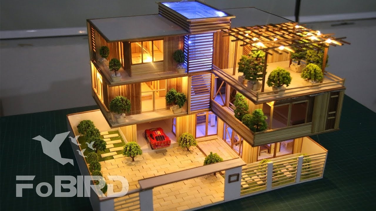 Cómo hacer una casa en miniatura con palitos de madera y luz LED