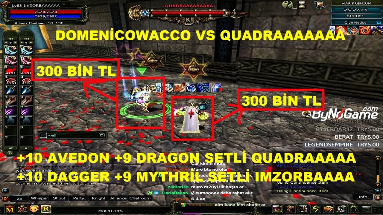DOMENİCO VS QUADRAAAAAAA - 2 Charın Değeri 600 Bin TL - Full +10 Ve +9 Charlar - Knight Online