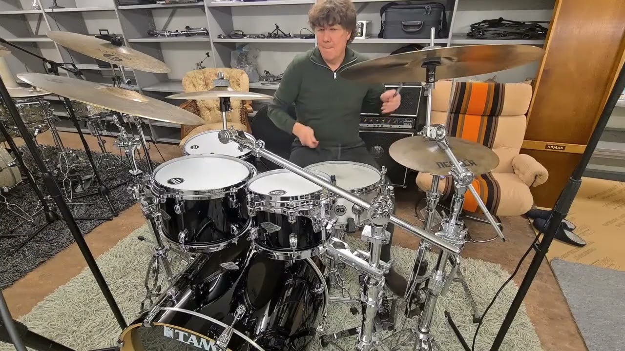 Drumming along the funky 'out of love' by Busty and the Bass - Tama Starclassic performer birch