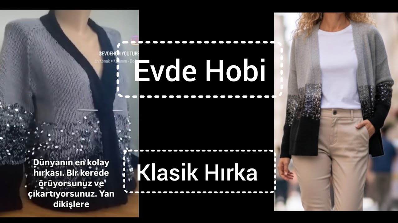1 Böl  Klasik Bayan Hırkası ÖRGÜDE REGLAN KOL MANTIĞI İlmek İlmek Hırka V Yaka Kazak Yelek Anlatımı