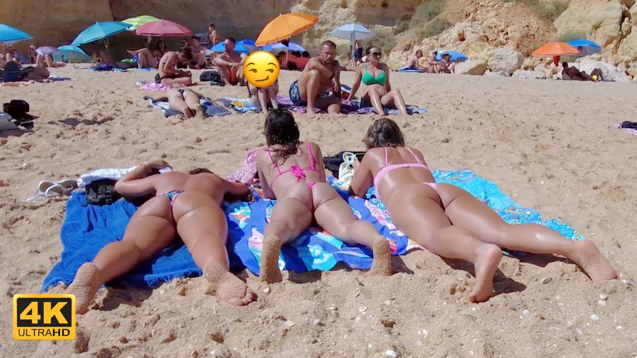 BIKINI BEACH 🍑 Portugal beaches 4K 🏖️ Benagil beach walk 2023