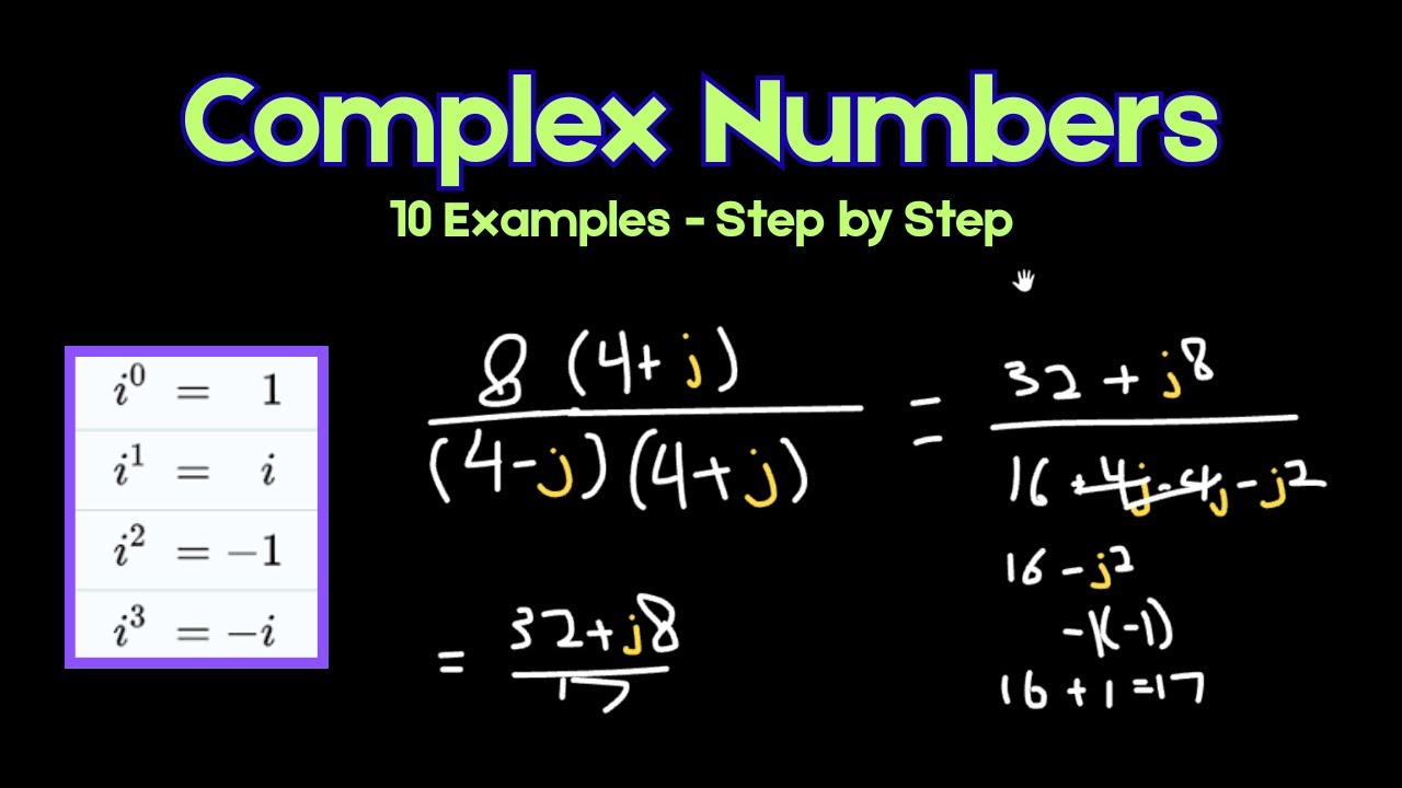 Complex and Imaginary Numbers: Add, Subtract, Multiply, Divide (10 Examples)