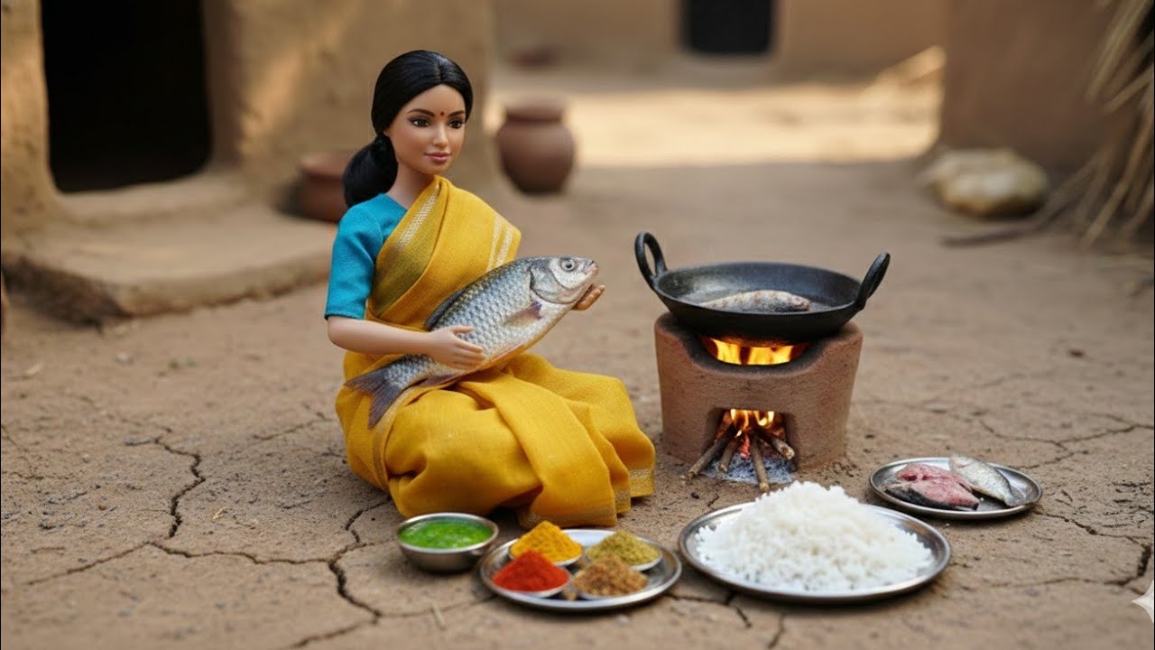 Miniature Doll Fish Curry 🥘/ Cooking ASMR Indian Villages Tiny Kitchen Story 😋 