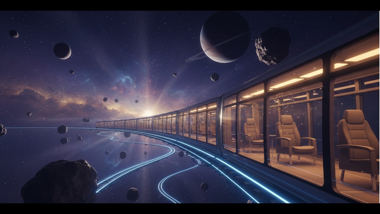 Silent Space Train Through a Glowing Nebula 🌌 4K Cosmic Relaxing Journey