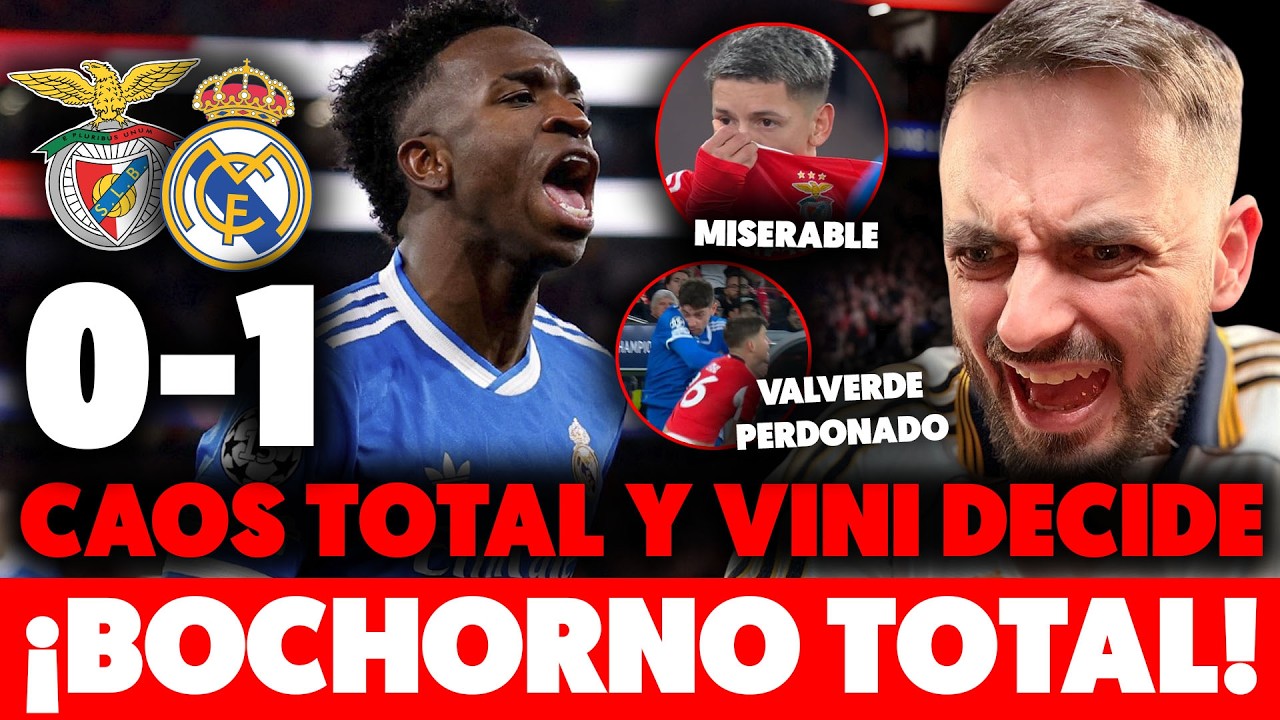 😡¡¡VERGÜENZA!! CAOS TOTAL en el BENFICA 0-1 MADRID · VINICIUS BRUTAL y ROJA PERDONADA a VALVERDE