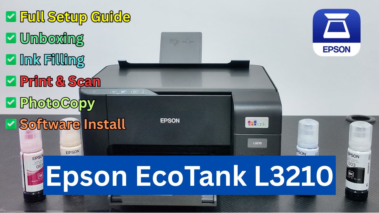Epson EcoTank L3210: Full Setup Guide (Unboxing, Ink, Print, Scan, Copy) | Sinhala 2025