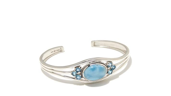 Himalayan Gems Larimar and Blue Topaz Cuff Bracelet