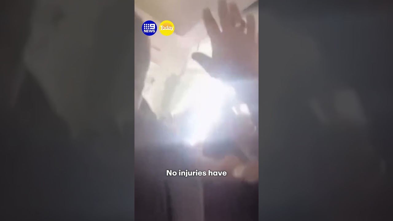 Plane's ceiling collapses in mid-air | 9 News Australia