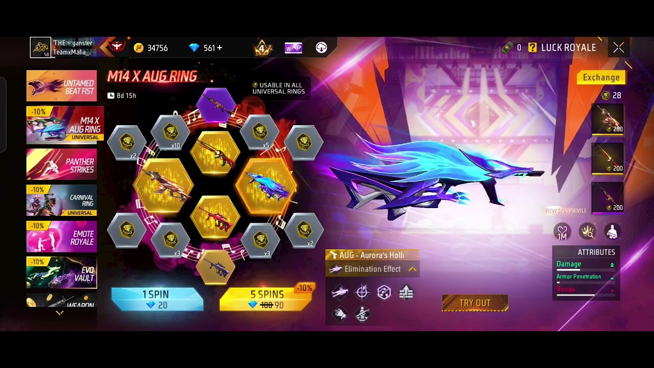 One spin trick free fire max M14XAUG