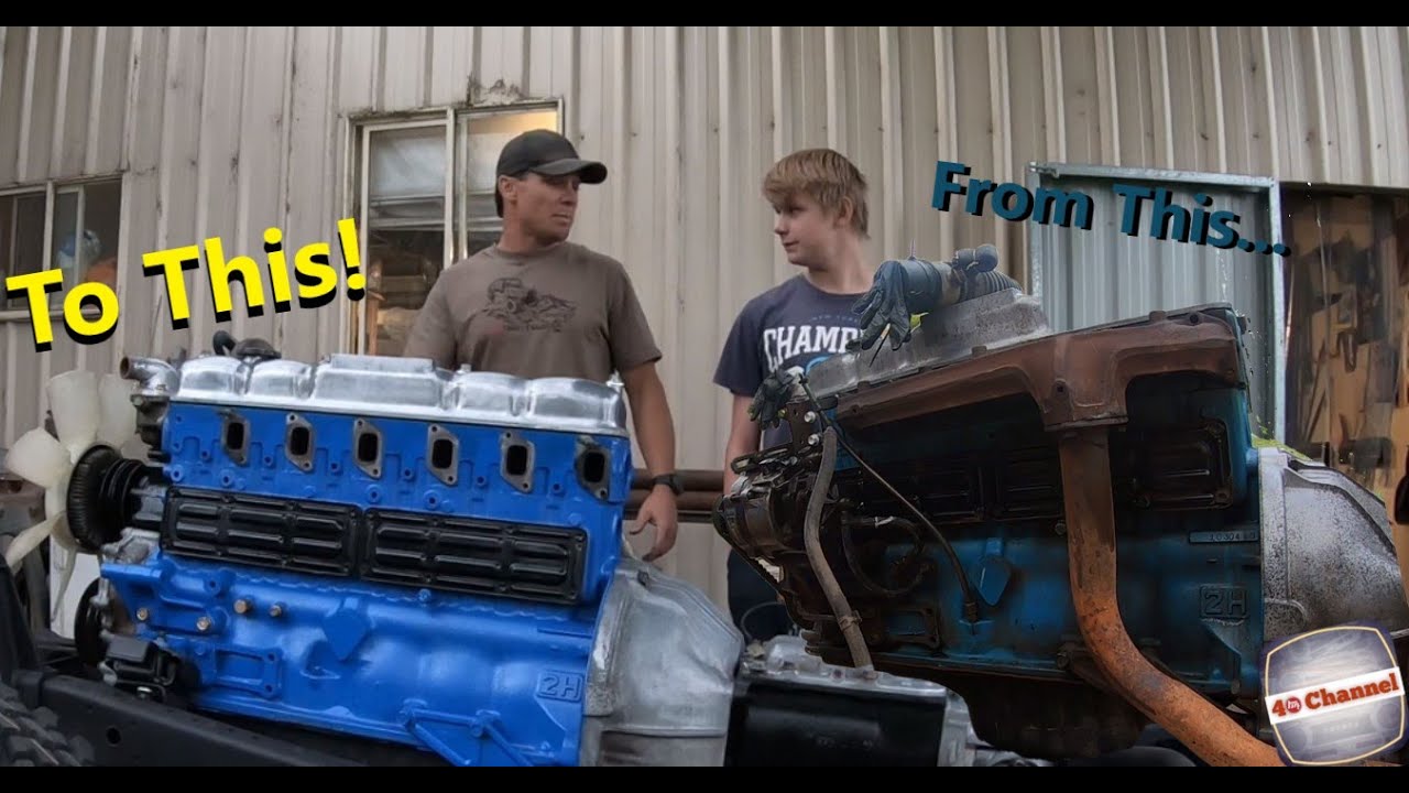 EP42 - 2H Motor install into the FJ40, The  BIG clean up plus Remove broken studs bolts.