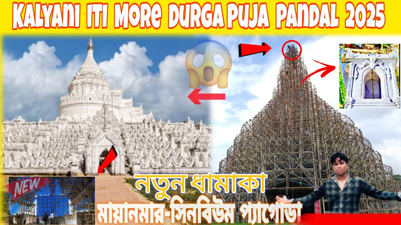 Kalyani ITI More Durga Puja Pandal 2025 ||  মায়ানমারের-সিনবিউম প্যাগোডা || SOURAV VLOGS 84