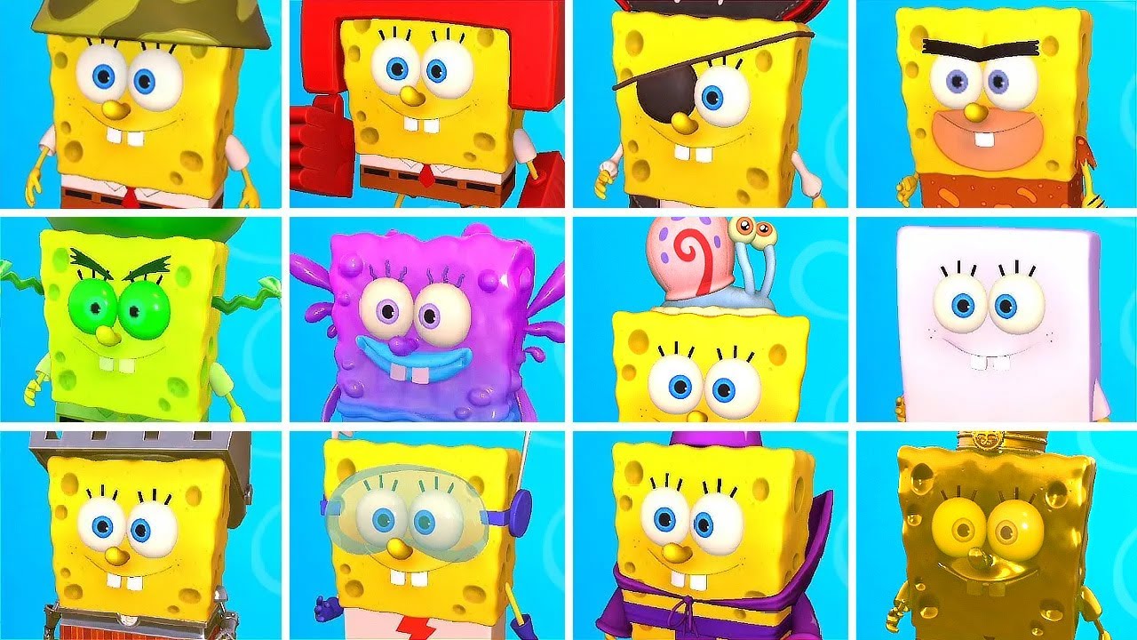 SpongeBob Squarepants The Cosmic Shake - ALL COSTUMES (DLC + Update)